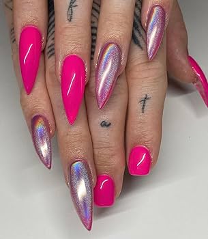 Best 15+ hot pink chrome nails you must try this year