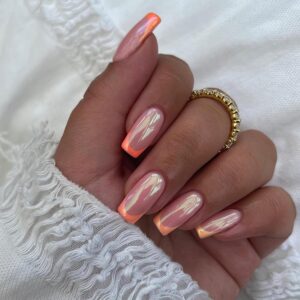 Best 24+ orange chrome nails you must try this year