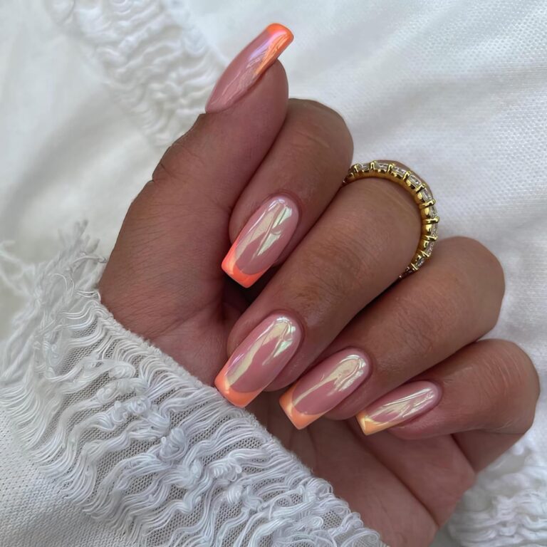 Best 24+ orange chrome nails you must try this year