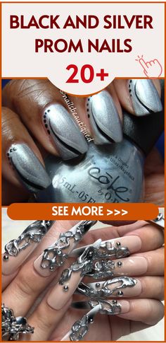 Best 20+ black and silver prom nails you must try this year