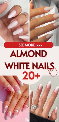 Best 20+ almond nails white you must try this year