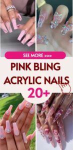Best 20+ pink bling acrylic nails you must try this year