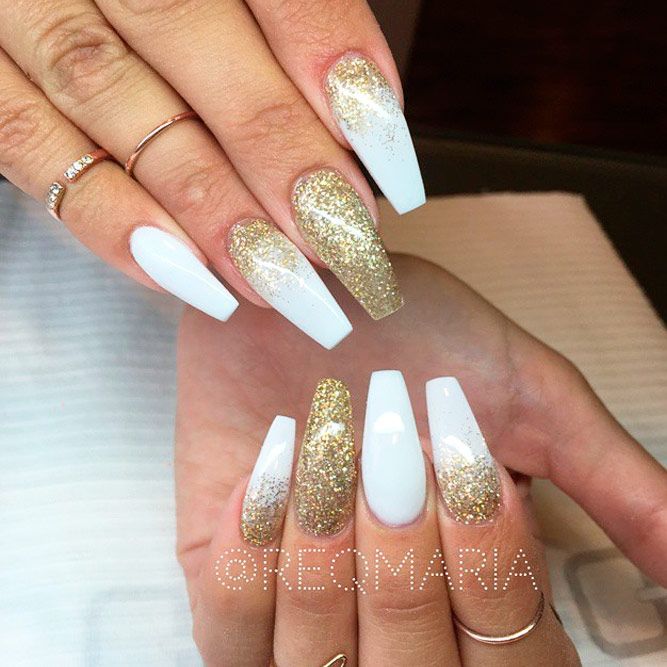 Best 19+ white and gold nail ideas