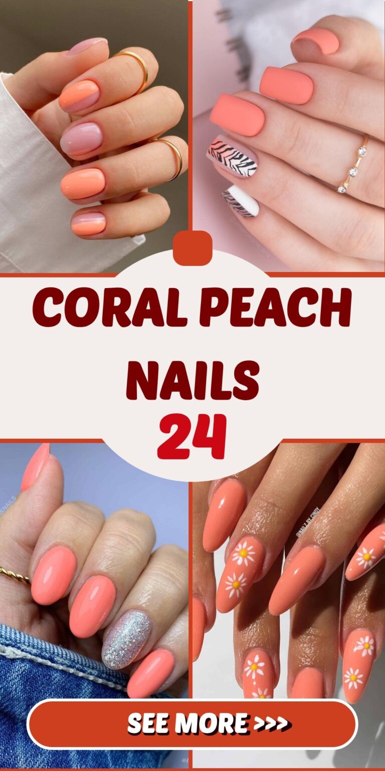 24+ Gorgeous Coral Peach Nails You’ll Love
