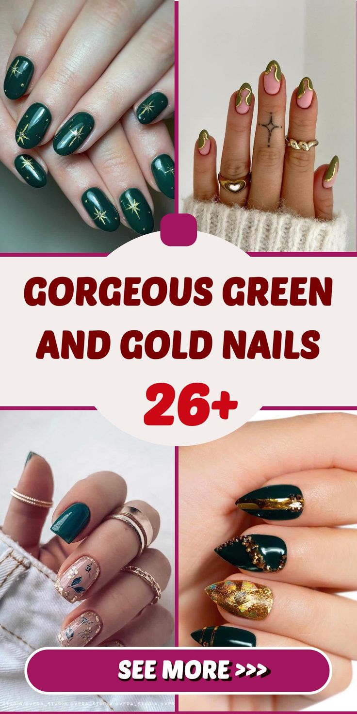 26+ Gorgeous Green and Gold Nails To Inspire You