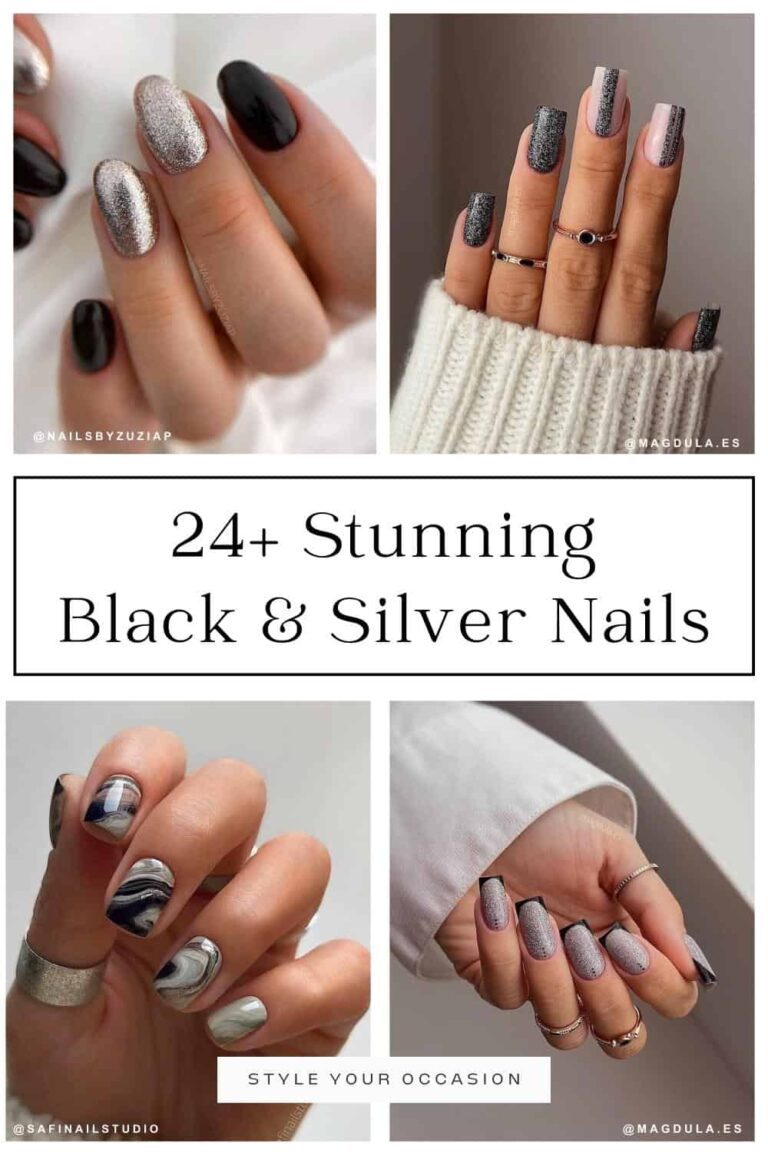 24+ Stunning Black and Silver Nails For A Next-Level Aesthetic