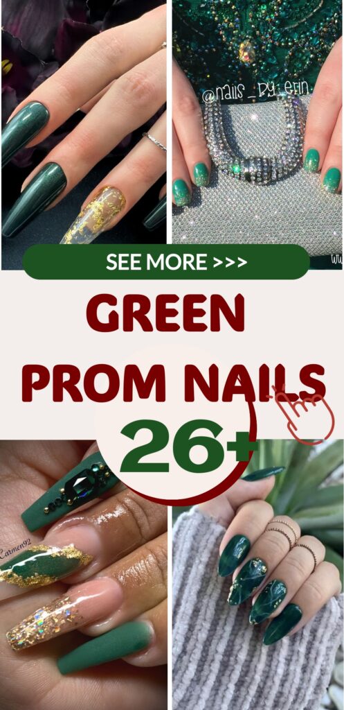 Best 26+ green prom nails you must try this year