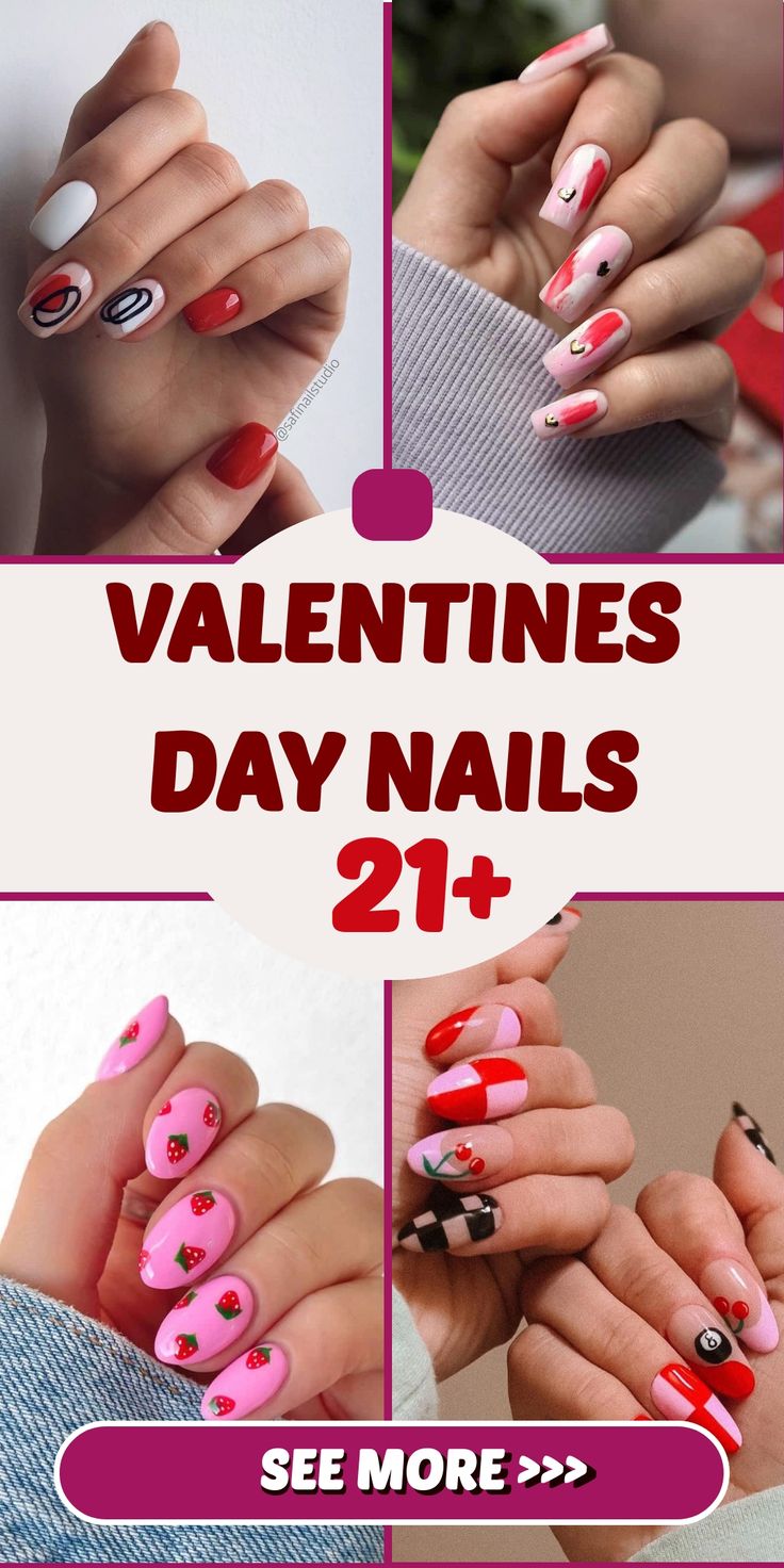 21+ Pink and Red Nails For A Fun & Flirty Vibe