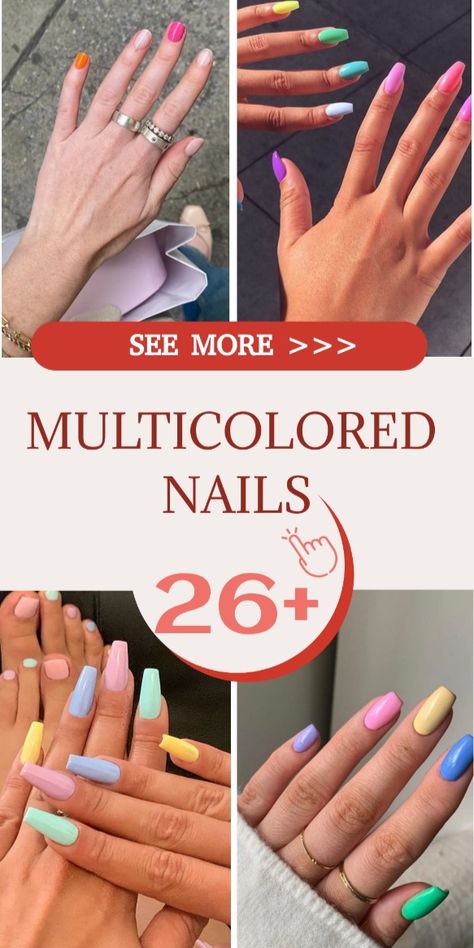 Best 26+ multicolored nails you must try this year
