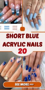 Best 20+ short blue acrylic nails you must try this year
